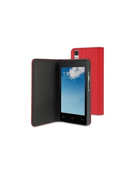 Muvit Wallet - Funda tipo folio con función soporte para BQ Aquaris E4, rojo y negro: Kiwiku.com: Electrónica