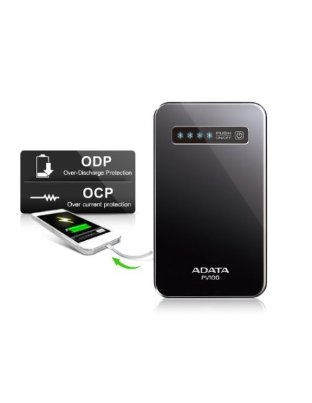 ADATA PV100 - Baterías externas (Negro, De plástico, Cámara digital, Lector de libros electrónicos, GPS, Teléfono móvil, MP3, M