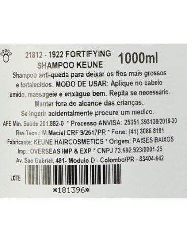 Keune 1922 By J.m. Keune Champu de Cabello Fortificante 1000ml