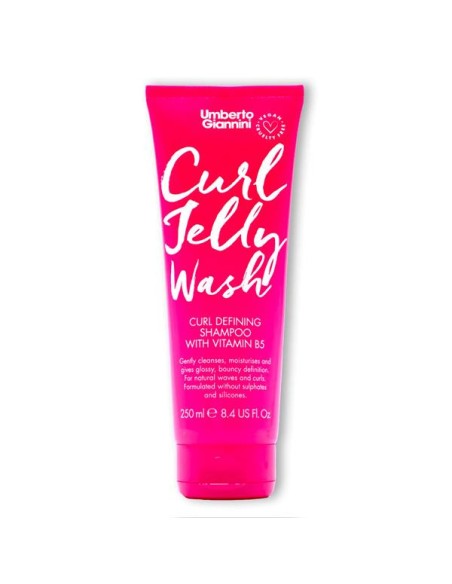 Umberto Giannini Curl Jelly Wash Vegano y sin Crueldad Animal Libre de Sulfatos Champú para Cabello Rizado U Ondulado 250ml