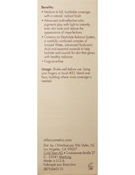 Base de Maquillaje Stila aqua glow serum foundation 30ml - tan for dry skin