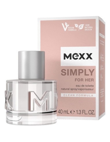 Mexx Simply para Mujer Eau de Toilette Fresh Floral Elegant Ladies Natural Vegano Formula Glass Bottle 40ml