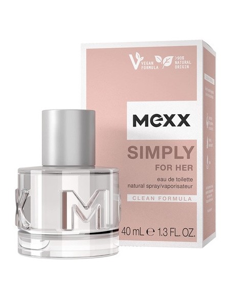 Mexx Simply para Mujer Eau de Toilette Fresh Floral Elegant Ladies Natural Vegano Formula Glass Bottle 40ml