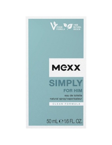 Mexx Simply para Hombre Eau de Toilette Refrescante Elegant Mens Natural Vegano Formula 50ml