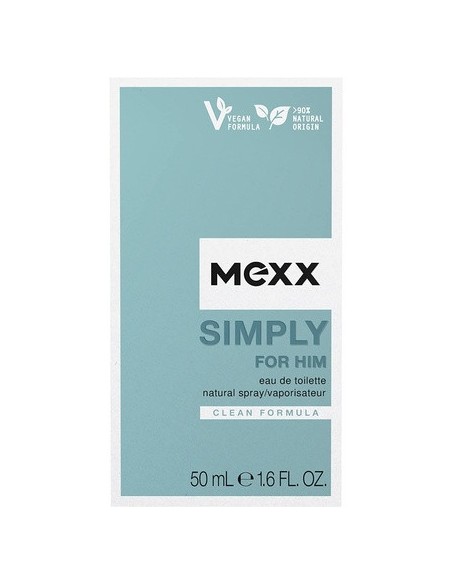 Mexx Simply para Hombre Eau de Toilette Refrescante Elegant Mens Natural Vegano Formula 50ml