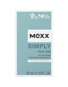 Mexx Simply para Hombre Eau de Toilette Refrescante Elegant Mens Natural Vegano Formula 30ml