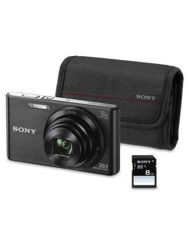 Sony DSC-W830 - Cámara compacta de 20.1 Mp (pantalla de 2.7, zoom óptico  8x, estabilizador óptico), negro - Kit cámara + Funda