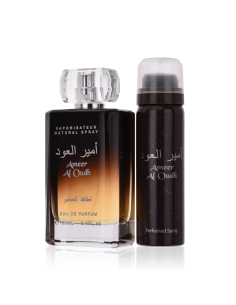 Lattafa Ameer Al Oudh  3 4 Oz Eau De Parfum Vaporizador  1 7 Oz Perfumed Vaporizador Para Hombre Gift Set