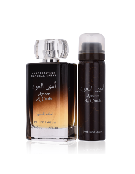 Lattafa Ameer Al Oudh  3 4 Oz Eau De Parfum Vaporizador  1 7 Oz Perfumed Vaporizador Para Hombre Gift Set