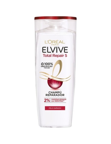 L'OREAL PARIS Champú Total Repair 5 Reconstituyente con Pro-Queratina + Ceramida para Cabello Dañado Frasco 370 ml