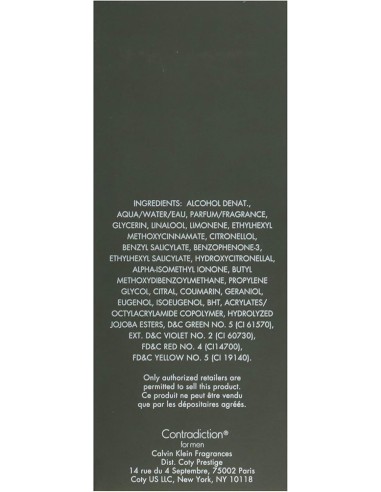 Calvin Klein Contradiction Men Eau de Toilette Spray 100ml para Hombre