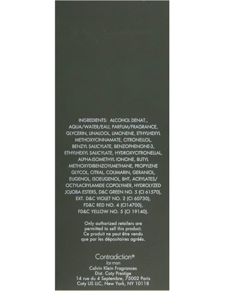 Calvin Klein Contradiction Men Eau de Toilette Spray 100ml para Hombre