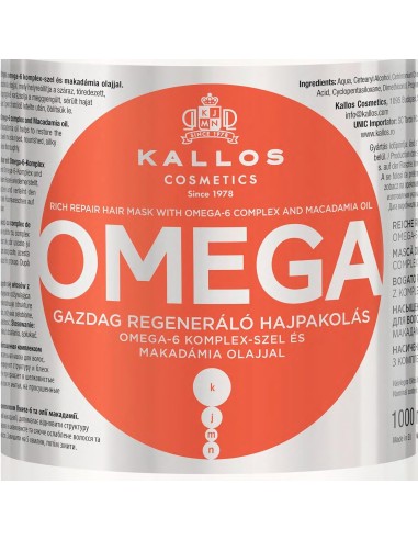 KALLOS Mascarilla Capilar Reparadora Omega Rich Con Aceite De Macadamia 1000 ml - Kiwiku