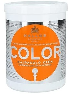 Mascarilla Capilar KALLOS KJMN Color con Aceite de Linaza y Filtro UV 1000 ml - Kiwiku
