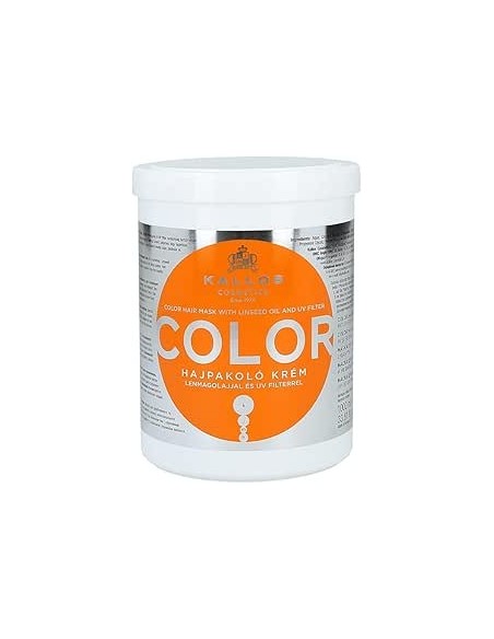 Mascarilla Capilar KALLOS KJMN Color con Aceite de Linaza y Filtro UV 1000 ml - Kiwiku