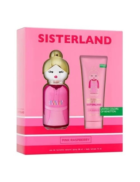 BENETTON Sisterland Pink Raspberry Eau de Toilette 80 ml + Loción Corporal 75 ml Para Mujer - Kiwiku