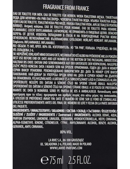 La Rive Password For Man Eau de Toilette 75ml para Hombre