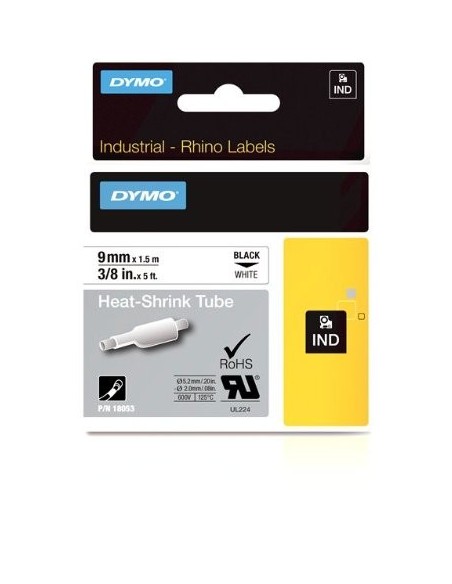 DYMO RhinoPRO Heat shrink tubes - Cintas para impresoras de etiquetas (D1, 9 mm, 1,5m, Caja, 3,4 cm, 11,1 cm): Dymo: Kiwiku.com