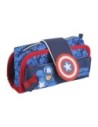 Cerda Estuche Portatodo Velcro Marvel Capitán América, Color Azul, 3 Compartimentos
