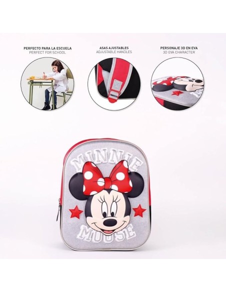 Cerdá Mochila 3d Infantil Minnie Mouse Con Bolsillo Único - Licencia Oficial Disney 31cm