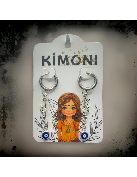 Pendientes KIMONI Ojos De Estrella Plateados De Acero Inoxidable Para Mujer - Kiwiku