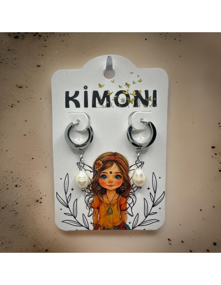 Pendientes KIMONI ULA Plateados De Acero Inoxidable Para Mujer - Diseño Minimalista