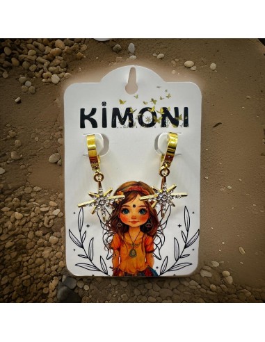 Pendientes KIMONI CELESTE Dorados De Acero Inoxidable Para Mujer - Elegancia Y Durabilidad