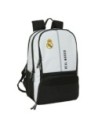 Safta Mochila Padel Real Madrid 1ª Equipación 24/25, Compartimento para Portátil, Bolsillos Laterales, Color Blanco y Azul