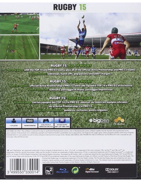 Rugby 2015: playstation 4: Kiwiku.com: Videojuegos
