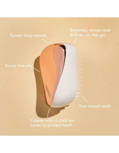 Cepillo Desenredante TANGLE TEEZER Compact Styler Rose Gold Ivory Black - Kiwiku