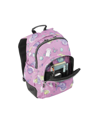 Totto - Mochila Escolar Gatos Astronautas Rayol 44cm Rosa