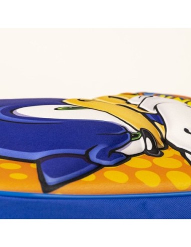 Mochila Escolar 3d Sonic Naranja Azul 25x31x9cm