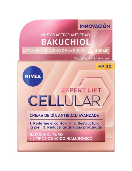 Nivea Expert Lift Cellular Crema de Día Antiedad Avanzada Spf-30 Tarro 50 Ml Con Bakuchiol Puro + 2 Tipos de Ácido Hialurónico