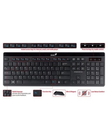 Genius - Teclado Slimstar I222 Usb Negro (teclado español QWERTY): Genius: Kiwiku.com: Informática