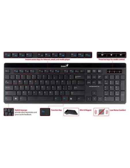 Genius - Teclado Slimstar I222 Usb Negro (teclado español QWERTY): Genius: Kiwiku.com: Informática