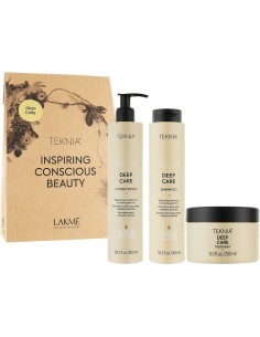 Pack LAKME Teknia Deep Care: Champú, Acondicionador y Mascarilla - Para Cabellos Dañados