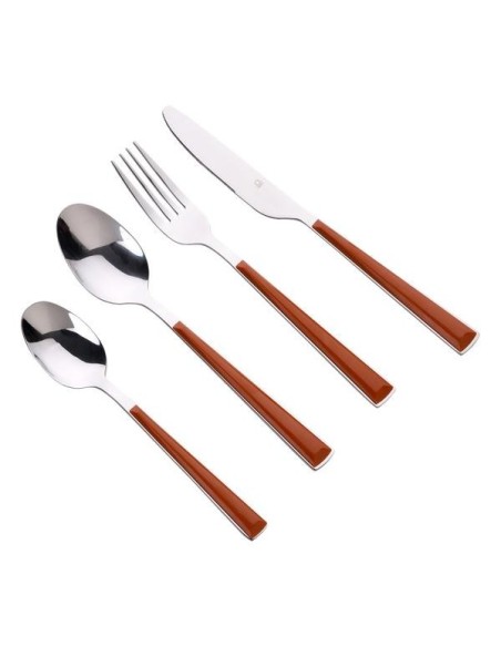 Set De Cubertería BENETTON Safari 16 Piezas Acero Inoxidable Mango Rojo - Kiwiku