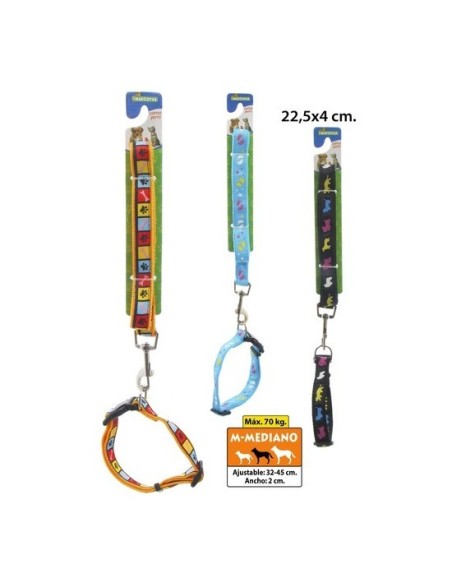 Correa para perro con collar ajustable modelos surtidos, mct mascotas, 22,5x4cm.