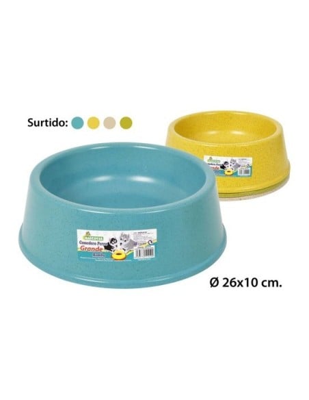 Comedero para mascotas grande bambu colores surtidos, mct mascotas, 26x10cm.