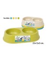 Comedero para mascotas doble bambu colores surtidos, mct mascotas, 23x12x5cm.