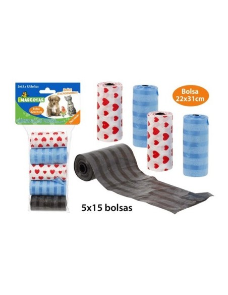 Bolsas para excrementos de mascotas, mct mascotas, 75uds.