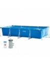 Intex Piscina Desmontable Metal Frame 28274np Rectangular 450 X 220 X 84 Cm 7127 L Con Depuradora