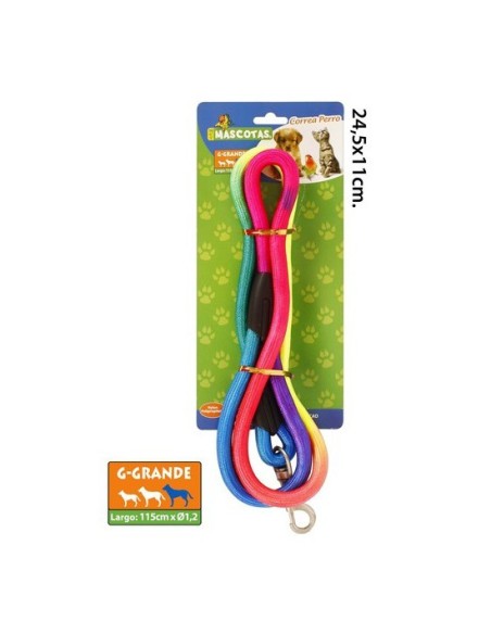 Correa perro colores, mct mascotas, 115xø1,2cm.