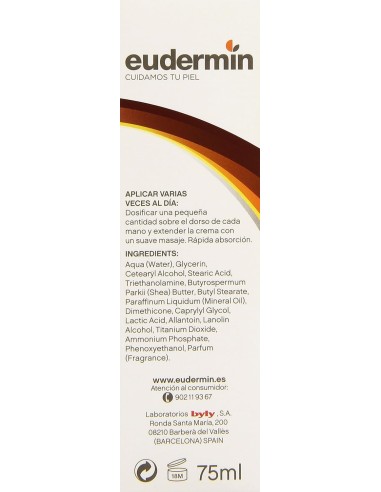 EUDERMIN Lab Crema De Manos Protectora Con Karité Y Glicerina 75 Ml - Kiwiku