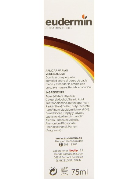 EUDERMIN Lab Crema De Manos Protectora Con Karité Y Glicerina 75 Ml - Kiwiku