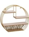 Bigbuy Home Estantería de Pared Redonda Dorado Metálica L. 39 X L. 10,3 X H. 36 Cm Diseño Moderno