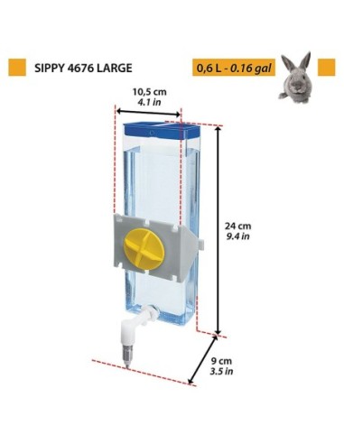 Botella De Agua FERPLAST Sippy Grande Para Roedores 600 Ml Transparente - Kiwiku