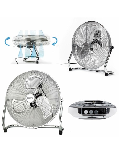 Ventilador De Suelo CAMRY CR 7306 200W Retro Acero Inoxidable Plata 45 Cm - Kiwiku