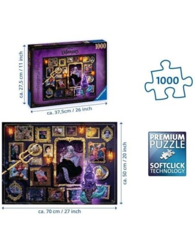 Puzzle Ravensburger 1000 Piezas Disney Villanos Úrsula Para Adultos - Calidad Premium