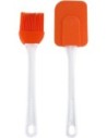 Renberg Set de Espátula y Cepillo de Silicona Naranja Con Mango Transparente 24 Cm y 22 Cm